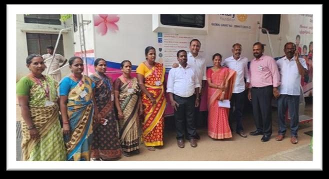 Beneficiaries and Project HEAL team at an awareness program before a screening camp