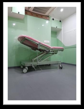 Pap smear testing table inside the vehicle